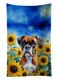 In Sunflowers Kitchen Towel (Dog Breed: Boxer 6037, size: 25Hx15W)