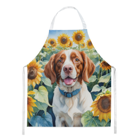 In Sunflowers Apron (Dog Breed: Brittany Spaniel 6040, size: large)