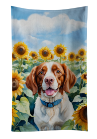 In Sunflowers Kitchen Towel (Dog Breed: Brittany Spaniel 6040, size: 25Hx15W)