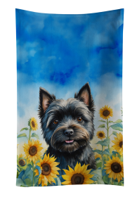 In Sunflowers Kitchen Towel (Dog Breed: Cairn Terrier 6043, size: 25Hx15W)
