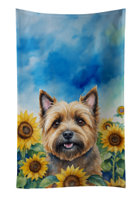 In Sunflowers Kitchen Towel (Dog Breed: Cairn Terrier 6044, size: 25Hx15W)