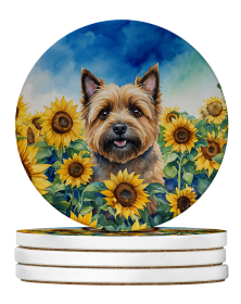 In Sunflowers Large Sandstone Coasters (Dog Breed: Cairn Terrier 6044)
