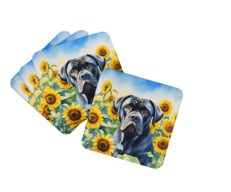 In Sunflowers Foam Coasters (Dog Breed: Cane Corso 6045, size: 3.5)