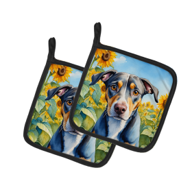 In Sunflowers Pair of Pot Holders (Design: Catahoula 6046, size: 7.5HX7.5W)