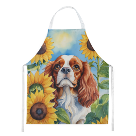 In Sunflowers Apron (Dog Breed: Cavalier Spaniel 6047, size: large)