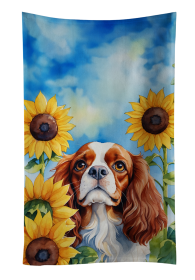 In Sunflowers Kitchen Towel (Dog Breed: Cavalier Spaniel 6047, size: 25Hx15W)