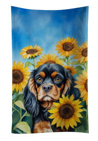 In Sunflowers Kitchen Towel (Dog Breed: Cavalier Spaniel 6048, size: 25Hx15W)