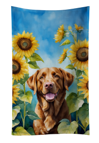 In Sunflowers Kitchen Towel (Dog Breed: Chesapeake Bay Retriever 6050, size: 25Hx15W)