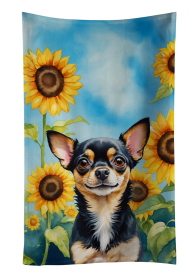 In Sunflowers Kitchen Towel (Dog Breed: Chihuahua 6052, size: 25Hx15W)