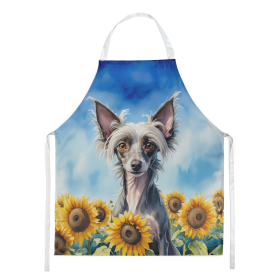 In Sunflowers Apron (Dog Breed: Chinese Crested 6053, size: large)