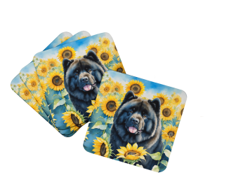 In Sunflowers Foam Coasters (Dog Breed: Chow Chow 6054, size: 3.5)