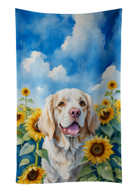 In Sunflowers Kitchen Towel (Dog Breed: Clumber Spaniel 6056, size: 25Hx15W)