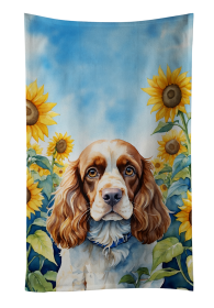 In Sunflowers Kitchen Towel (Dog Breed: Cocker Spaniel 6058, size: 25Hx15W)