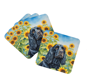 In Sunflowers Foam Coasters (Dog Breed: Cocker Spaniel 6060, size: 3.5)