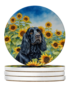 In Sunflowers Large Sandstone Coasters (Dog Breed: Cocker Spaniel 6060)