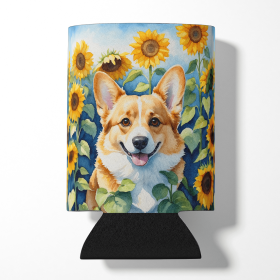 In Sunflowers Can or Bottle Hugger (Dog Breed: Corgi 6062, size: Can Hugger)