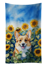 In Sunflowers Kitchen Towel (Dog Breed: Corgi 6062, size: 25Hx15W)
