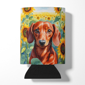 In Sunflowers Can or Bottle Hugger (Dog Breed: Dachshund 6065, size: Can Hugger)