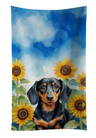 In Sunflowers Kitchen Towel (Dog Breed: Dachshund 6066, size: 25Hx15W)