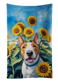 In Sunflowers Kitchen Towel (Dog Breed: English Bull Terrier 6070, size: 25Hx15W)