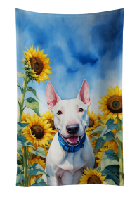 In Sunflowers Kitchen Towel (Dog Breed: English Bull Terrier 6071, size: 25Hx15W)