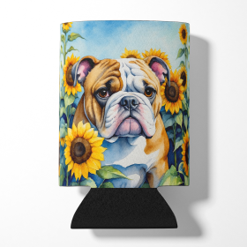 In Sunflowers Can or Bottle Hugger (Dog Breed: English Bulldog 6072, size: Can Hugger)