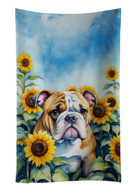 In Sunflowers Kitchen Towel (Dog Breed: English Bulldog 6072, size: 25Hx15W)