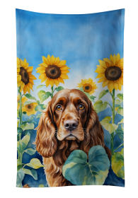 In Sunflowers Kitchen Towel (Dog Breed: English Cocker Spaniel 6073, size: 25Hx15W)