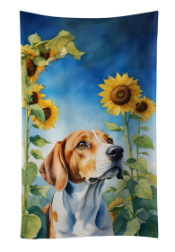 In Sunflowers Kitchen Towel (Dog Breed: English Foxhound 6074, size: 25Hx15W)