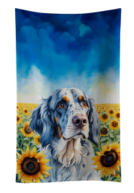 In Sunflowers Kitchen Towel (Dog Breed: English Foxhound 6075, size: 25Hx15W)
