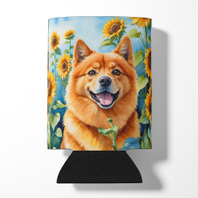 In Sunflowers Can or Bottle Hugger (Dog Breed: Finnish Spitz 6077, size: Can Hugger)