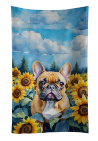 In Sunflowers Kitchen Towel (Dog Breed: French Bulldog 6080, size: 25Hx15W)
