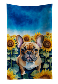 In Sunflowers Kitchen Towel (Dog Breed: French Bulldog 6081, size: 25Hx15W)