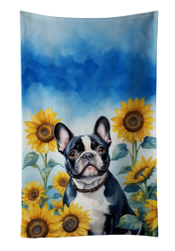 In Sunflowers Kitchen Towel (Dog Breed: French Bulldog 6082, size: 25Hx15W)