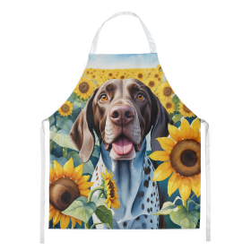 In Sunflowers Apron (Dog Breed: German Shorthaired Pointer 6085, size: large)
