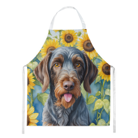 In Sunflowers Apron (Dog Breed: German Wirehaired Pointer 6086, size: large)