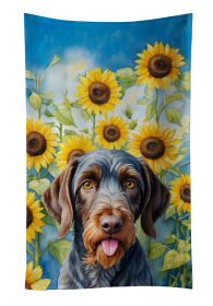 In Sunflowers Kitchen Towel (Dog Breed: German Wirehaired Pointer 6086, size: 25Hx15W)