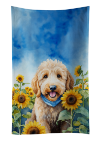 In Sunflowers Kitchen Towel (Dog Breed: Goldendoodle 6089, size: 25Hx15W)