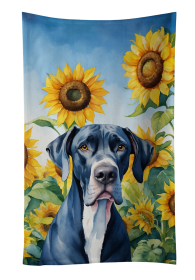 In Sunflowers Kitchen Towel (Dog Breed: Great Dane 6091, size: 25Hx15W)