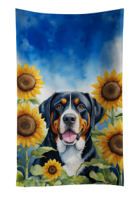 In Sunflowers Kitchen Towel (Dog Breed: Greater Swiss Mountain Dog 6094, size: 25Hx15W)