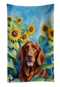 In Sunflowers Kitchen Towel (Dog Breed: Irish Setter 6098, size: 25Hx15W)