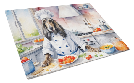 The Dog Chef Glass Cutting Board (Dog Breed: Afghan Hound 6180, size: large)