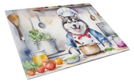 The Dog Chef Glass Cutting Board (Dog Breed: Alaskan Malamute 6184, size: large)