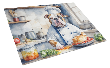The Dog Chef Glass Cutting Board (Dog Breed: American Bulldog 6185, size: large)