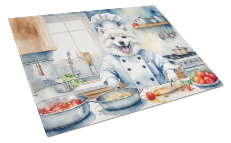 The Dog Chef Glass Cutting Board (Dog Breed: American Eskimo 6187, size: large)