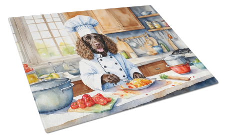 The Dog Chef Glass Cutting Board (Dog Breed: American Water Spaniel 6190, size: large)