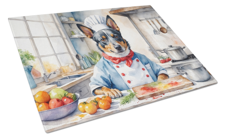 The Dog Chef Glass Cutting Board (Dog Breed: Australian Cattle Dog 6192, size: large)