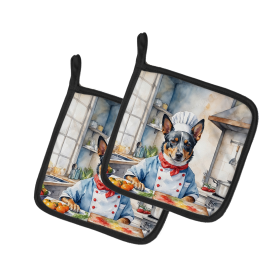 The Dog Chef Pair of Pot Holders (Design: Australian Cattle Dog 6192, size: 7.5HX7.5W)