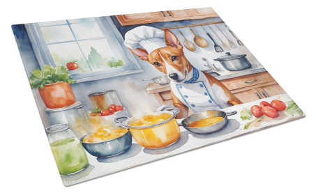 The Dog Chef Glass Cutting Board (Dog Breed: Basenji 6195, size: large)
