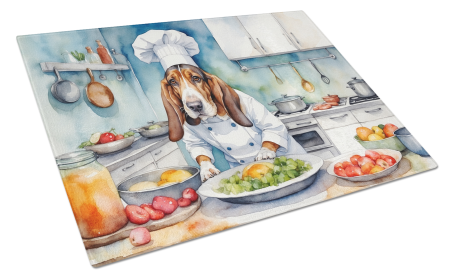 The Dog Chef Glass Cutting Board (Dog Breed: Basset Hound 6196, size: large)